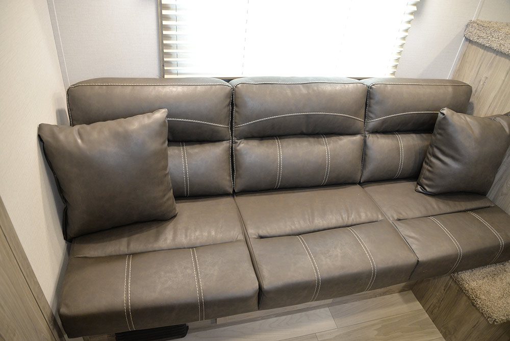 Sofa in Living Quarters in PX7FK Patriot Edition Horse Trailer | SMC Trailers