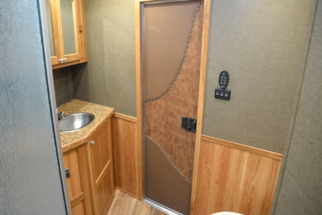 Bathroom in a SL8X16BB Laramie Horse Trailer | SMC Trailers