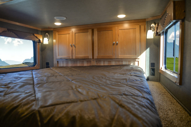 Bed in a SL8X16BB Laramie Horse Trailer | SMC Trailers
