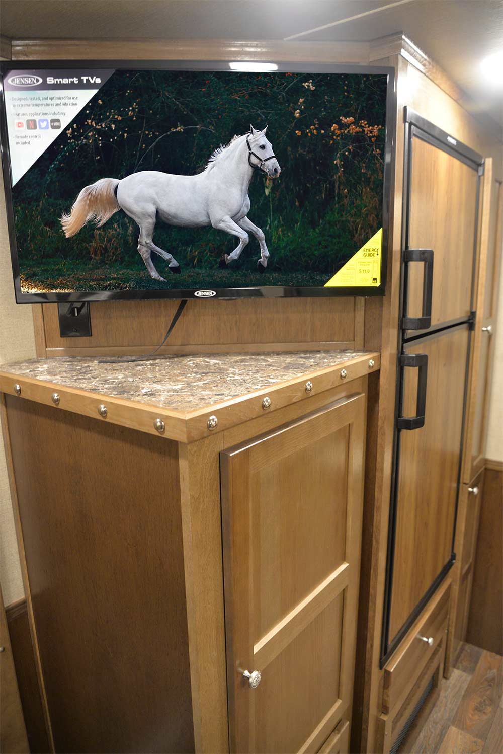 TV in Living Quarters in SL8X12SR Laramie Edition Horse Trailer | SMC Trailers