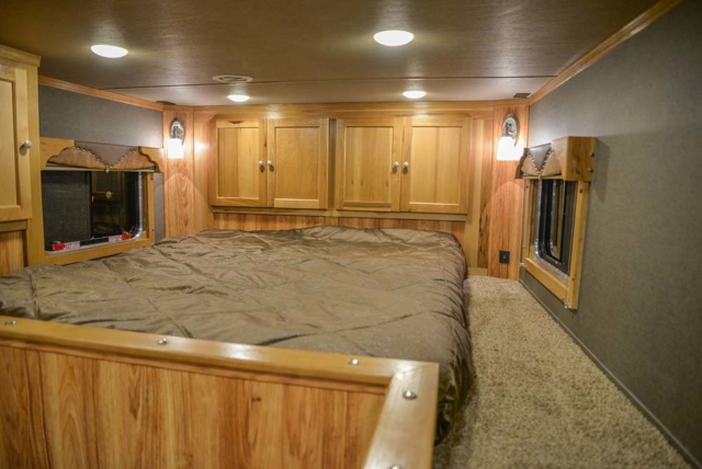 Bedroom in a Laramie SL8X16SSR Horse Trailer | SMC Trailers