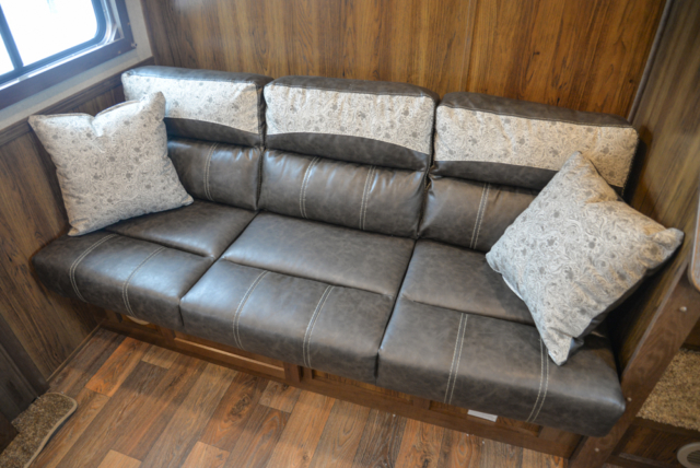 Sofa in a SL8X14SSR Laramie Edition Horse Trailer | SMC Trailers
